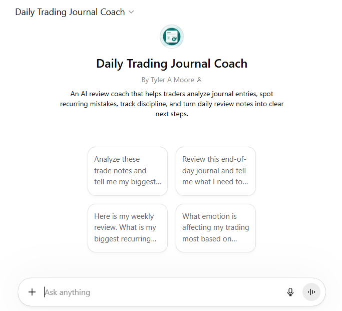 Real AI-powered GPT coach screenshot showing pattern, next fix, and next-session guidance
